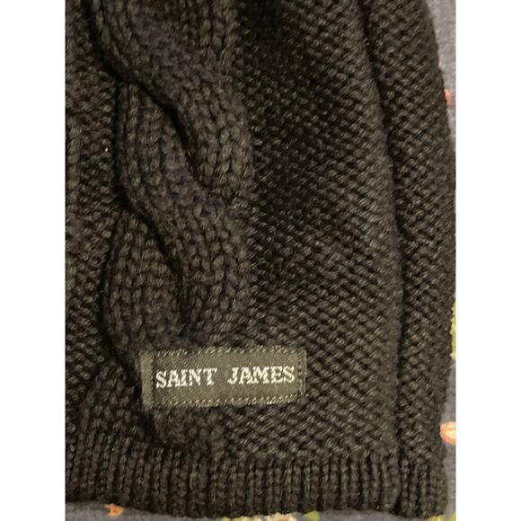 Saint James 100% Cotton Chunky Cardigan Sweater Black Women's Size 8 - Picture 8 of 9